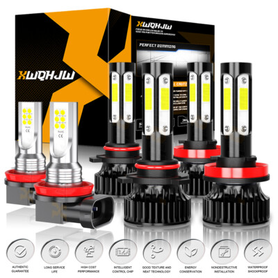 For Honda Pilot 2006-2018 6000K LED Headlamps High Low Beam + Fog Light Bulbs