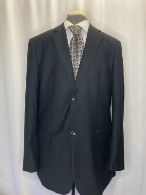 Vinci Mens 42L 46'' Blazer Sport Coat Suit Jacket Black 2 Button