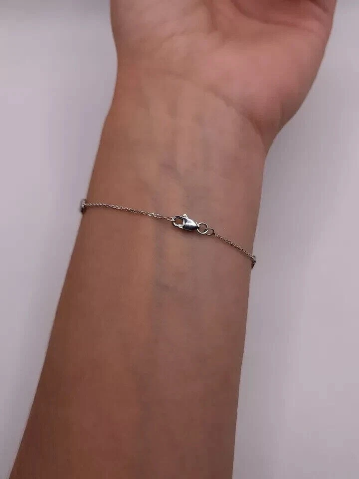 1Ct Round Cut Lab Created Diamond Yard 4 Stations Bracelet 14k White Gold Plated - Image 4 of 4