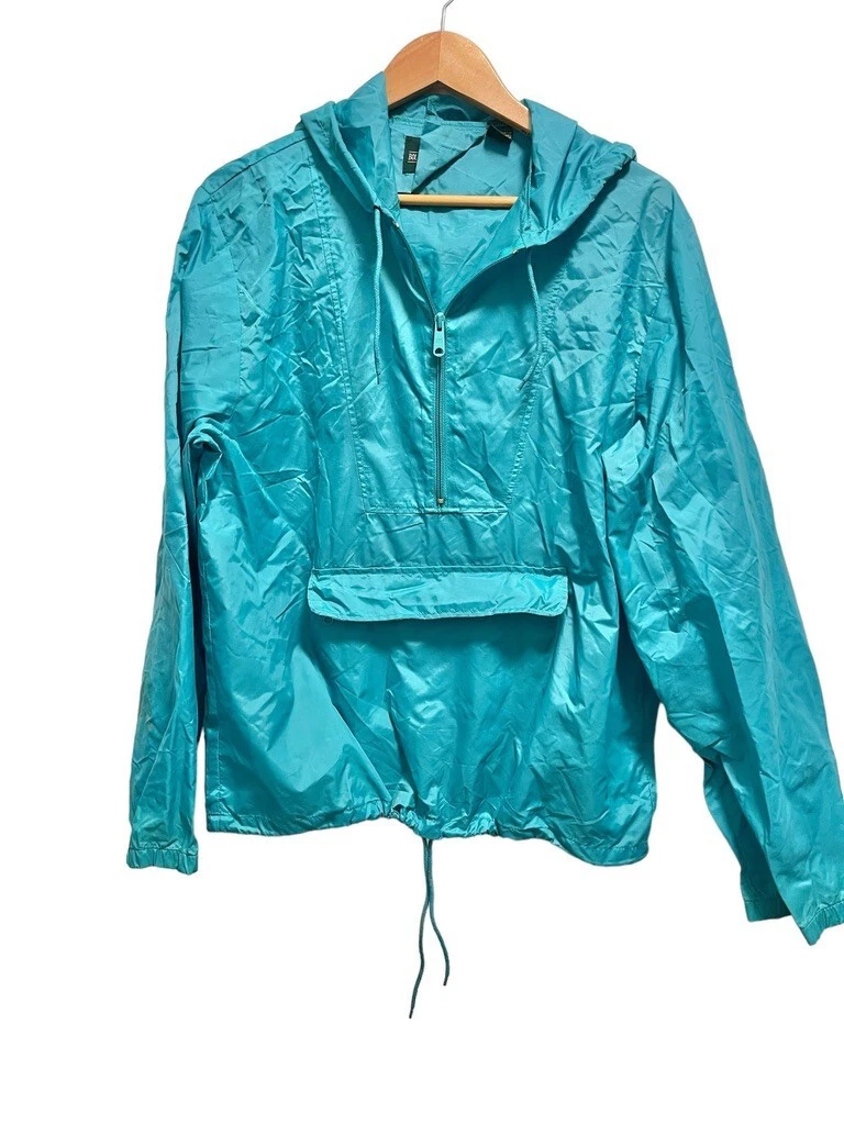 Boundary Waters 90s Vintage Medium Turquoise Cargo Utility Jacket Hood Gorpcore