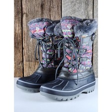 Kids Winter Snow Boots Dream Pairs Grey Multi Faux Fur Size 4