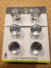 Crystal Glass Drawer Knobs 6pcs from Mint Renew NIB Sparkle!