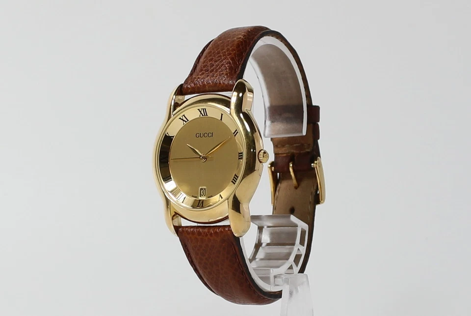 [Near MINT w/ Case] GUCCI 5100M Gold Dial Date Roman Quartz Men's Watch - Image 4 of 4