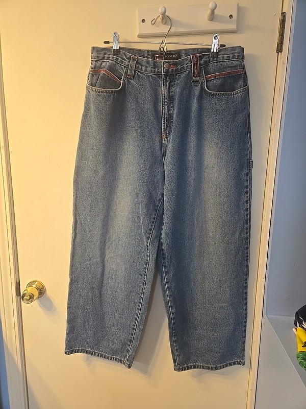 Vintage Bugle Boy Jean Company 77 Skater Wide Leg Carpenter Jeans Size 36x30