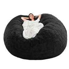 Bean Bag Chair Cover(Cover Only,No Filler),Big Round Soft Fluffy PV Velvet