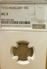1916 Mercury Dime 10C NGC AG3 Silver Business Strike Philadelphia KM#140