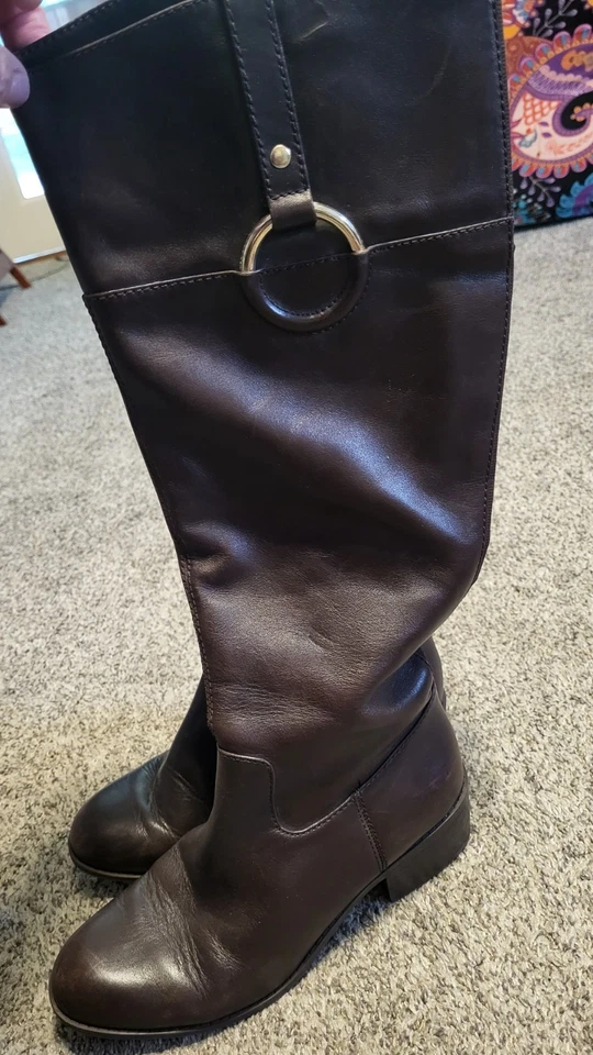 Alfani Briaa Dark Brown Ladies Leather Riding Boots 7 1/2 Great Condition! - Image 2 of 4