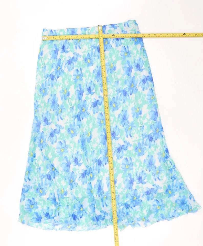 Autonomy Womens Blue Floral Midi A-Line Skirt Size 16 - Image 2 of 4