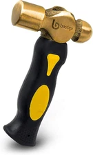 1 Pound Brass Metal Stamping Hammer. Short Handle Design with Flat Mallet Head f