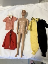 VTG Ken Barbie 1960 Blond Brown Flocked Hair Pat. Pend. with 3 pieces clothing