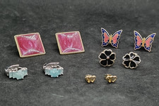 Konvolut 5 Paar Ohrringe Vintage Retro Stil - verschiedene: Emaille, Schmette...
