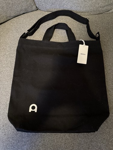 👜 NEW NWT BAGGU Duck Bag Canvas Tote Crossbody Purse Strap Snap Black Logo