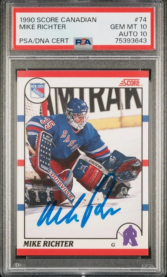 Mike Richter RC 1990 Score Canadian #74 NY Rangers PSA 10 ADN Auto 10 Foto 2 de 2