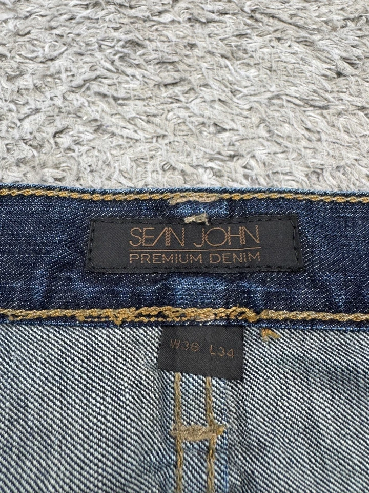 Sean John Jeans Men 36x34 Garvey Loose Fit Baggy Faded Indigo 90s Hip Hop Denim - Image 3 of 4