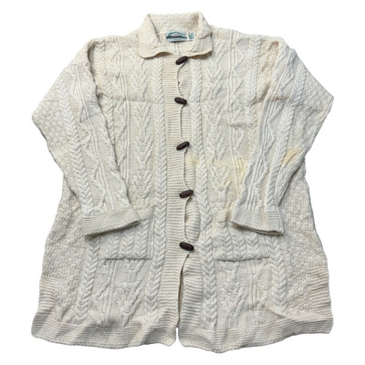 Vintage Aran Crafts Wool Aran Knit Jumper Long Chunky Beige