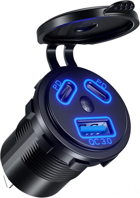 12V USB Outlet Car Charge, 108W Super Fast Dual PD3.0 & QC3.0 3-Port Multiple Po