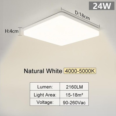 Square LED Ceiling Light Fixture 18W 24W 36W 48W Warm Cool Neutral White