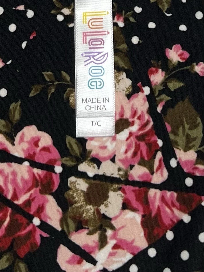 Leggings LuLaRoe TC Alto Curvilíneo Raro Floral ROSA LUNARES MOSAICO FLOR ELÁSTICA Foto 4 de 4