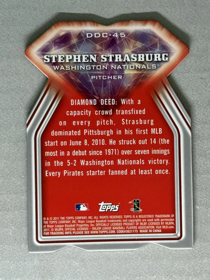 Stephen Strasburg 2011 Topps  #DDC-45 DIAMOND DIE CUT Washington Nationals - Image 2 of 2
