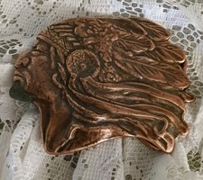 Vintage Copper Native American Indian Chief Feather Head Dress Belt Buckle