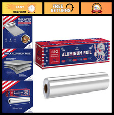 Heavy Duty Aluminum Foil Roll 30 Micron - 12" x 150ft BBQ Grade, Extra Thick, Fo