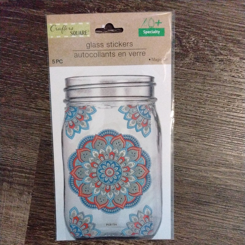 CRAFTER'S SQUARE Paper Crafts Magic-On GLASS Stickers - FLORAL - 5 pcs