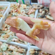 Collectible Natural Xiuyu Jade Dragon Hook Hand Carved Vintage Chinese Jade Gift