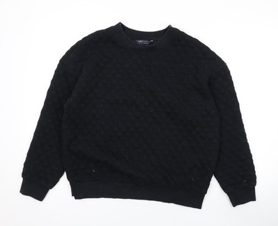 Marks and Spencer Damen Schwarz Argyle/Diamant Polycotton Pullover Sweatshirt