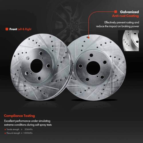 2x Front Drilled Slotted Brake Rotors for Lexus GS300 GS400 IS300 LS400 SC300 - Picture 2 of 8