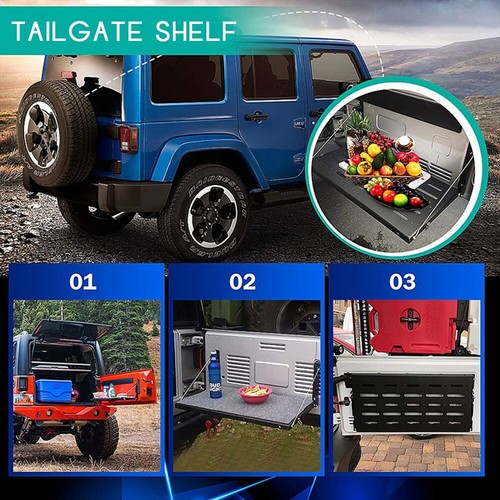 Fit Wrangler JK 2007-17 Tailgate Table Rear Door Table Storage Cargo Foldable - Picture 10 of 12