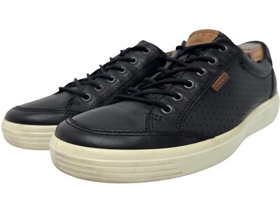 Mens Ecco Shoes Soft Black Soft Leather Shoes Trainers Size 43