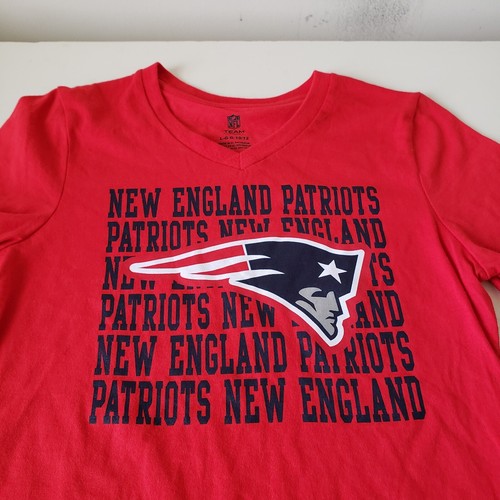 New England Patriots V-Ausschnitt T-Shirt Tee Jugend Large 10/12 NFL rot Mädchen neu mit Etikett - Bild 2 von 10