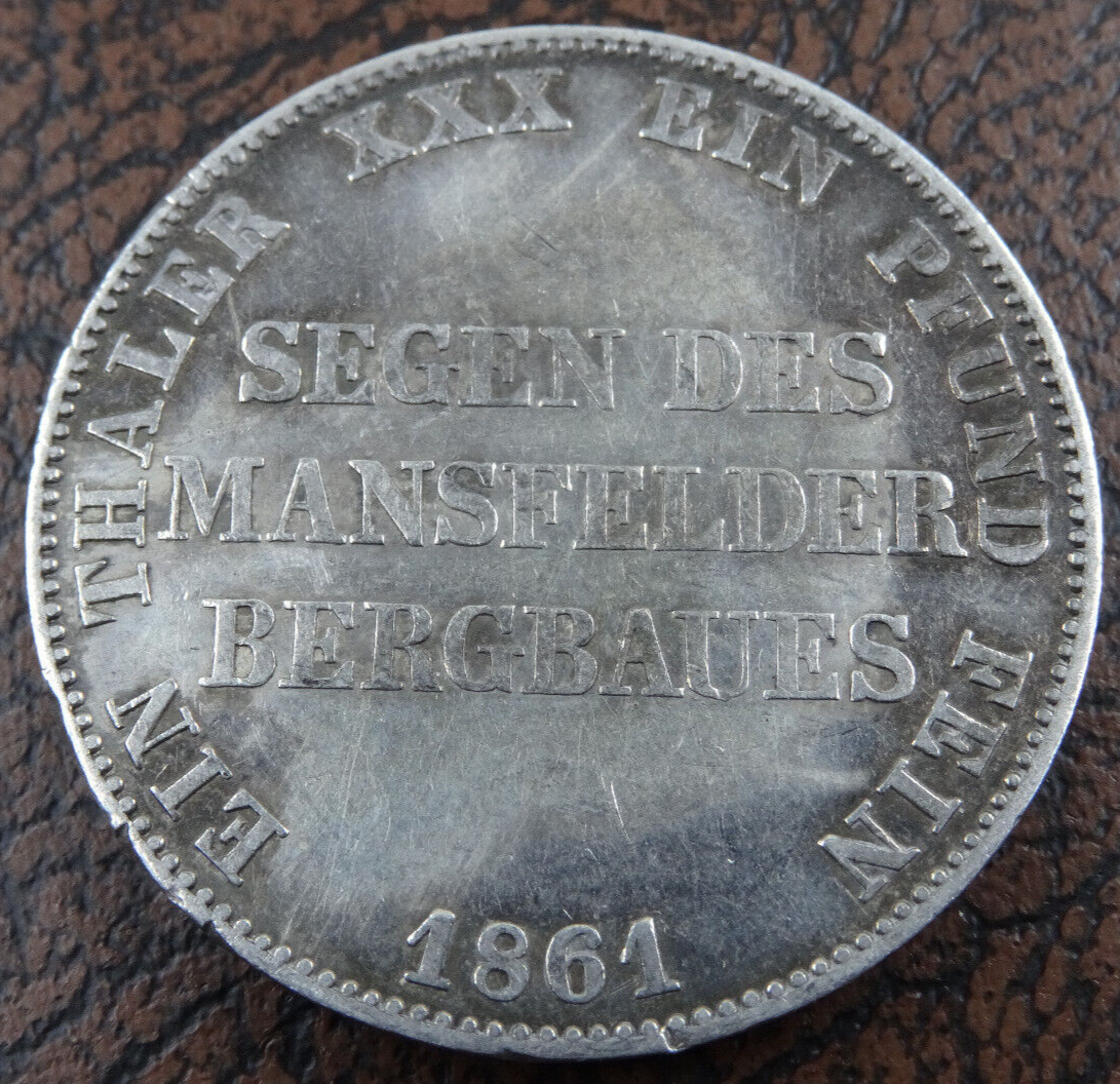 1861 A Prussia German States 1 Vereinsthaler William I Mining Thaler KM #490