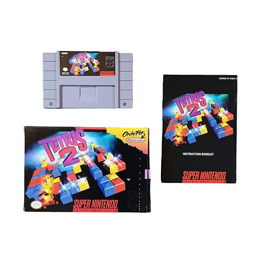 Super Nintendo Tetris 2 SNES Game with Box Manual 90s Vintage Tested