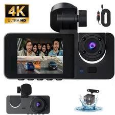 Modern 4K Dash Cam Front and Rear Inside Dual Dash Camera GPS With 32GB SD Card