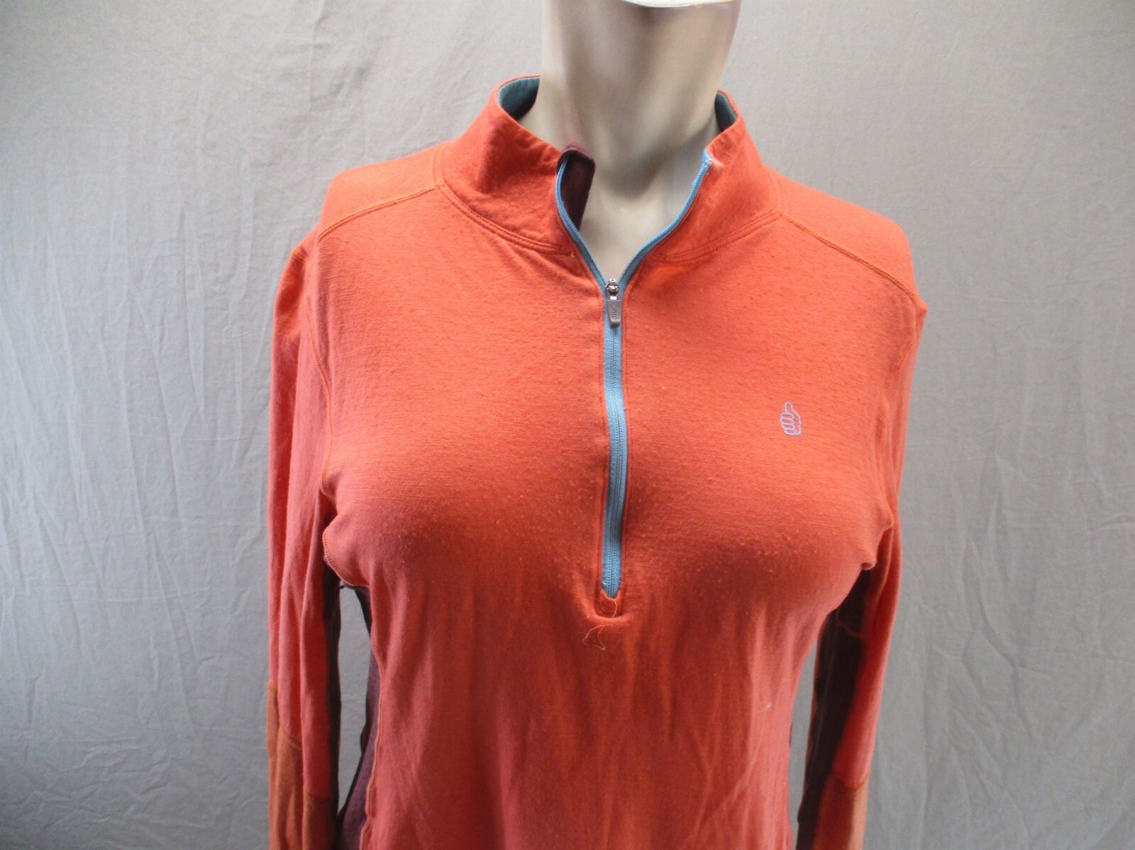 TREW GEAR Size M Womens Merino Wool 1/2 Zip Stand Collar Athletic Pullover 761