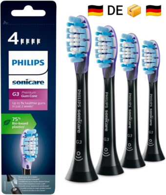 Philips Sonicare 4 Original G3 Premium Schwarz Ersatz Zahn.Aufsteck Bürstenköpfe