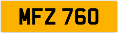 MFZ 760 M 3x3 DATELESS PRIVATE NUMBER PLATE MAT MATT MARK MICK MIK MIC MEL MAX