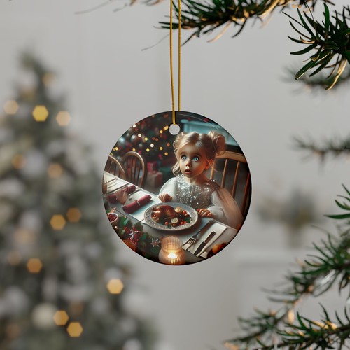 Childlike Christmas Collection Ornaments - 2-sided print, "Holiday Feast" - Picture 5 of 13