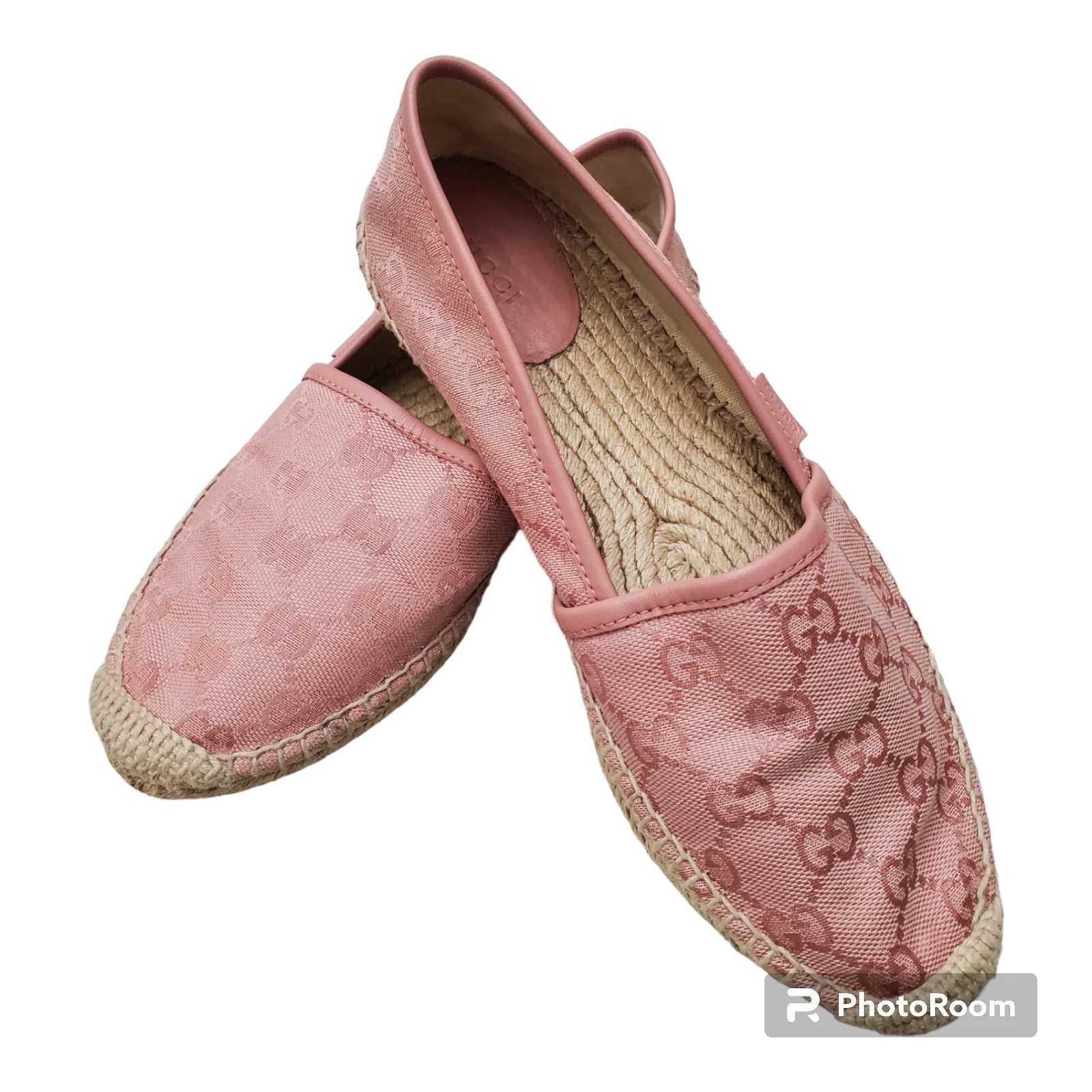 Espadrille femme Gucci Supreme rose monogramme toile à enfiler 8 (US)