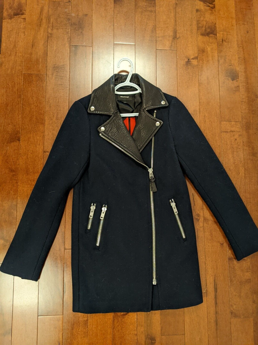 Mackage womens navy wool coat size XXS | eBay