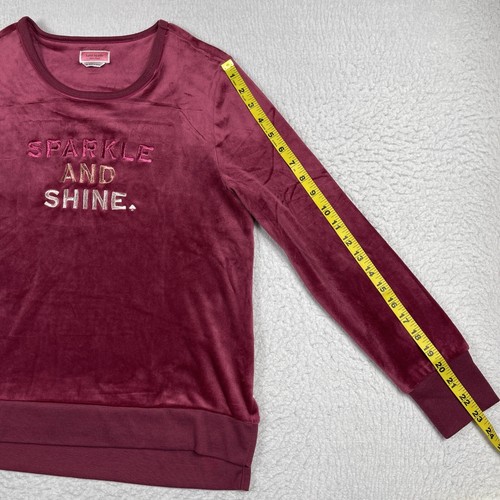 Kate Spade Sweatshirt Womens Medium Red Velvet Sparkle Shine Embroidered Top - Picture 6 of 13