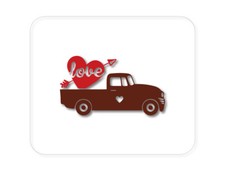 CUSTOM Mouse Pad 1/4 - Valentine Truck Red Love Heart Arrow