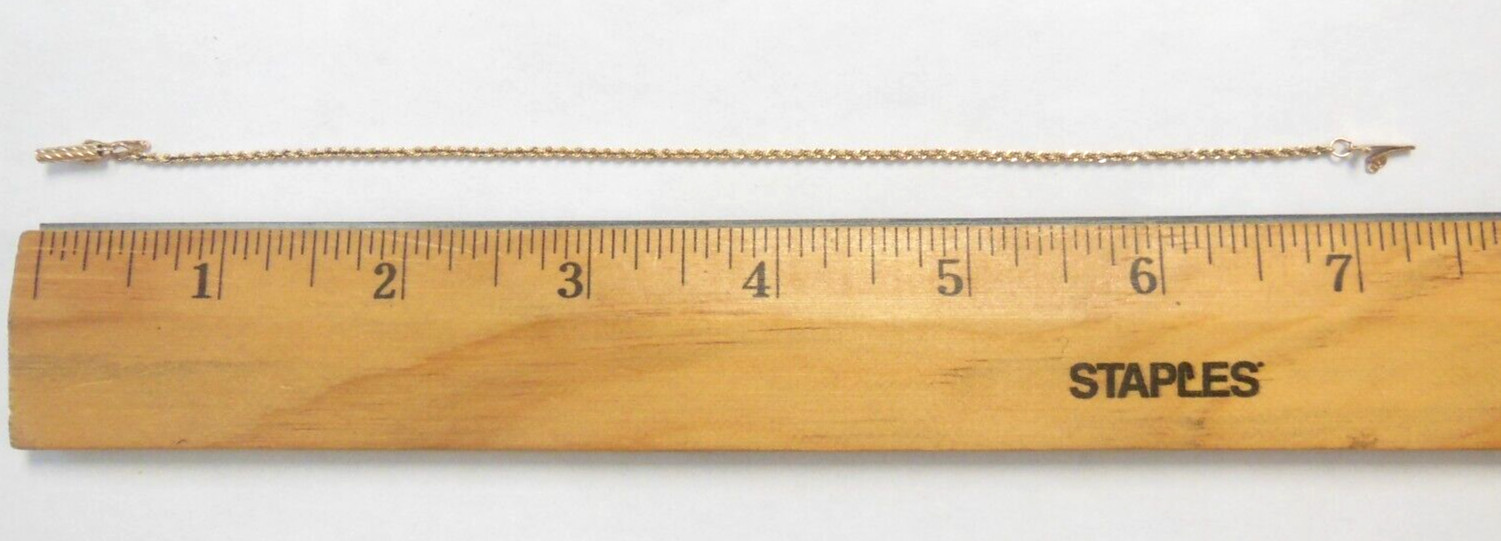 Solid 14K Solid Yellow Gold Woven Rope Bracelet 7" - image 4