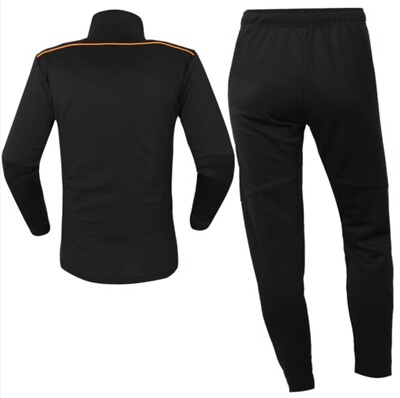 Mizuno Men Slim Fit Knit Training Suit Set Black Orange Soccer