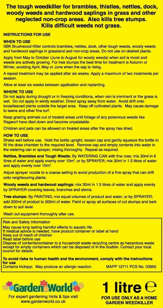 Vitax SBK Weedkiller Brushwood Killer 125ml 250ml 500ml 1L Tree Stump