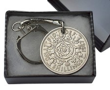 FLORIN / TWO SHILLINGS COIN KEYRING CHOICE OF YEAR 1947 TO 1967 PERFECT BIRTHDAY