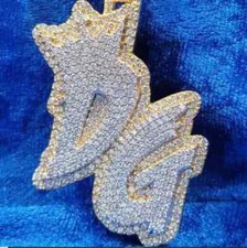 4Ct Round Cut Real Moissanite Customize Letter Pendant 14K Yellow Gold Plated