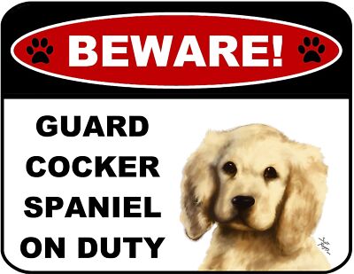 Blinking Red LED Beware Guard Cocker Spaniel On Duty 11.5