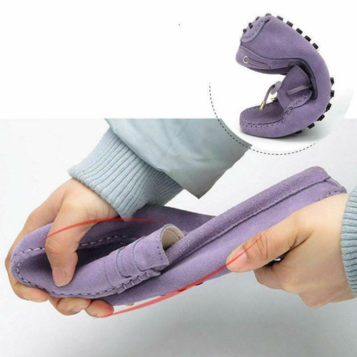 Damen Slipper Halbschuhe Mokassins Lederpumps auf Wildleder Damenschuhe flach Fahren - Bild 6 von 30